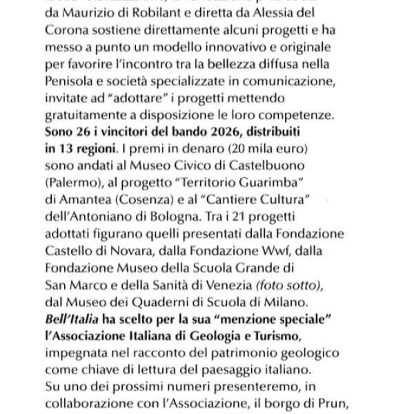 Bell Italia vincitori 2026